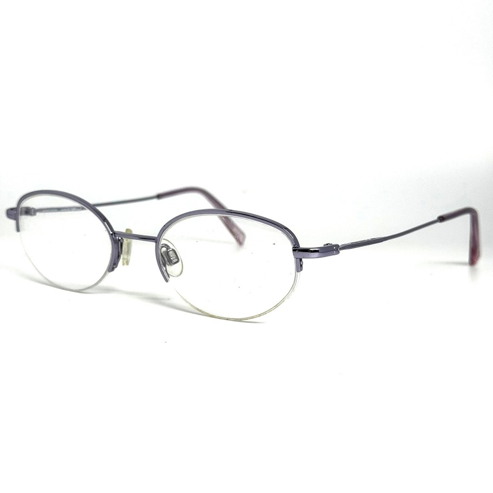 Anne Klein Metallic Purple Semi Rimless Oval Eyeglass Frames Womens